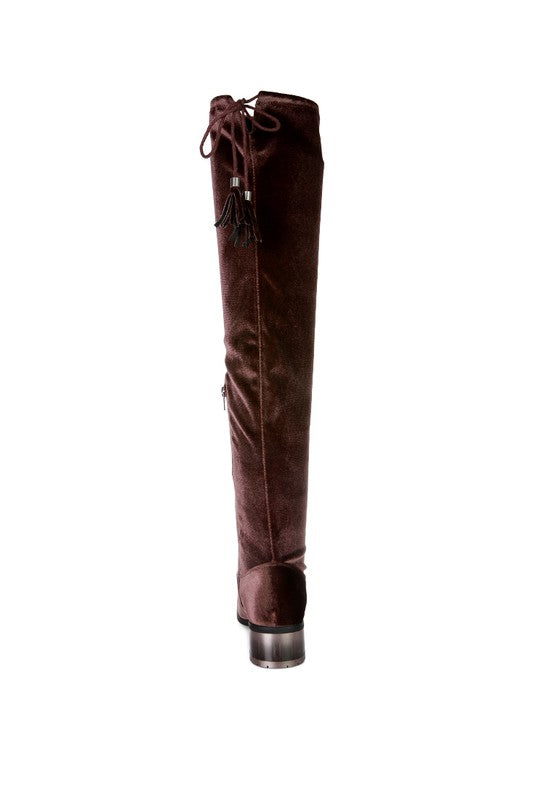 Velvet Over The Knee Boots