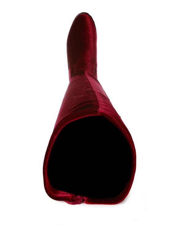Velvet Over The Knee Boots