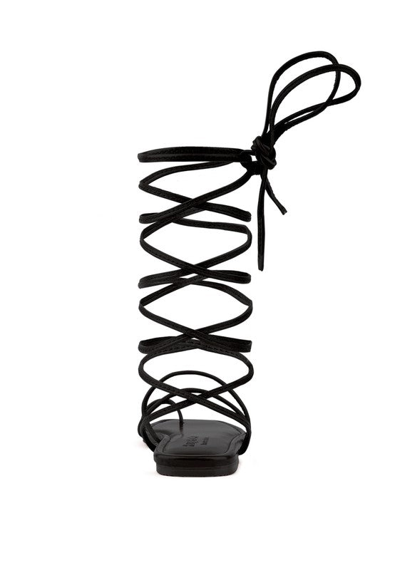 Lace-Up Ankle-Tie Flat Sandals