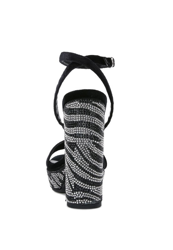 Diamante Studded Velvet Sandals