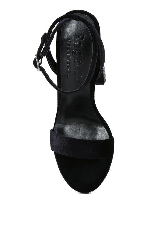 Diamante Studded Velvet Sandals