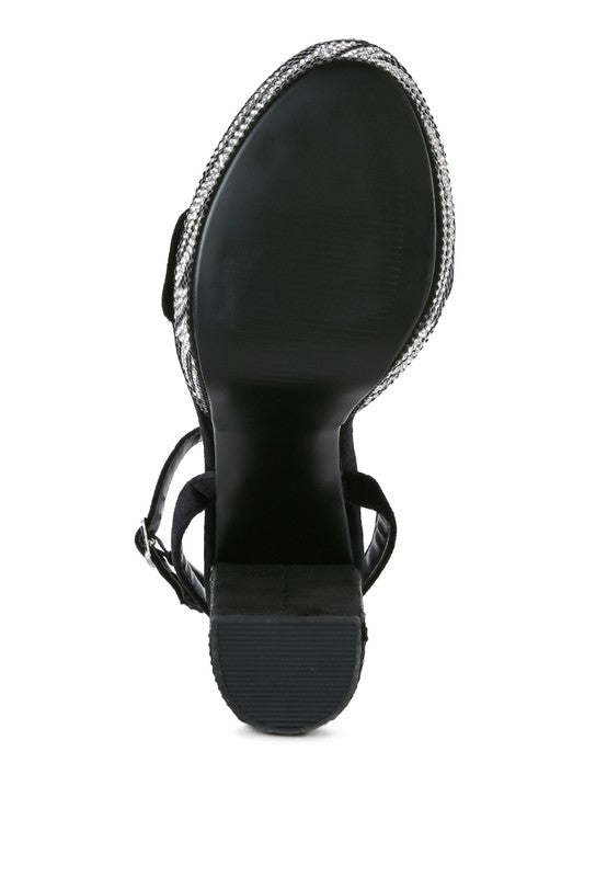 Diamante Studded Velvet Sandals