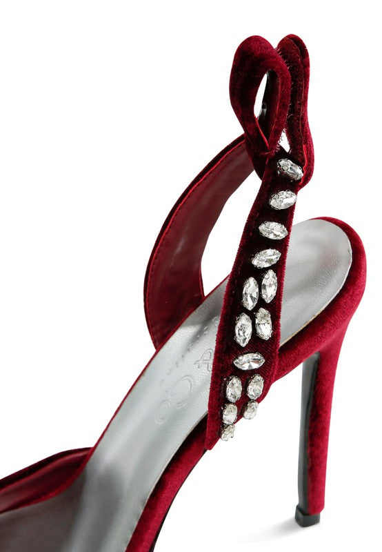 Velvet Lace-Up Sandals