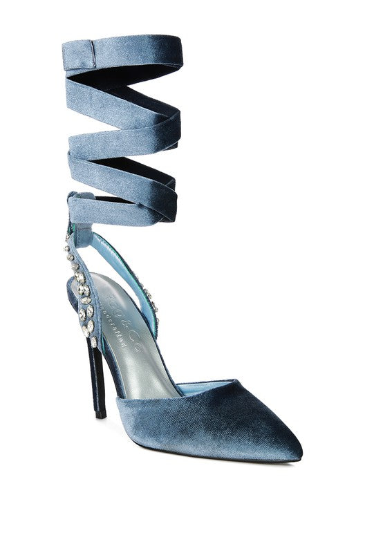Velvet Lace-Up Sandals