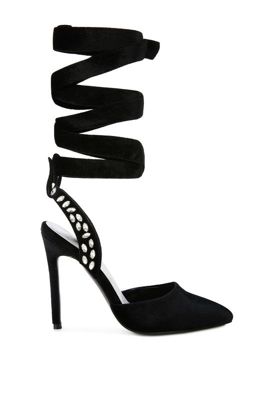 Velvet Lace-Up Sandals