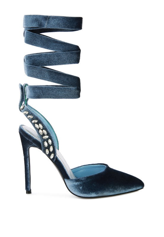 Velvet Lace-Up Sandals