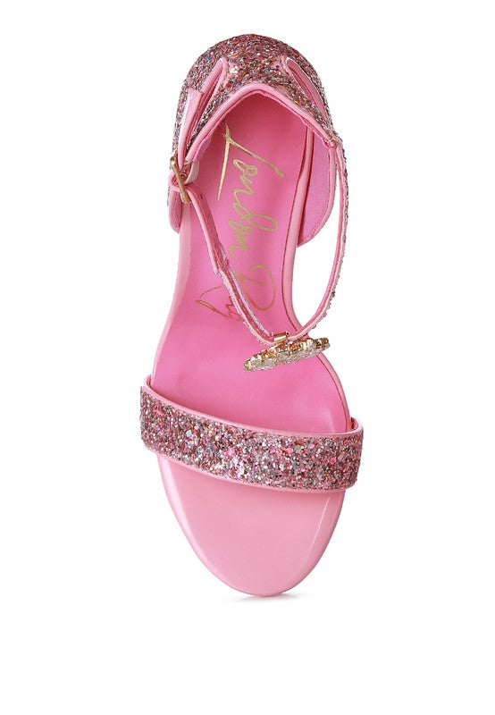 Floral Jewel Glitter Stiletto Sandals