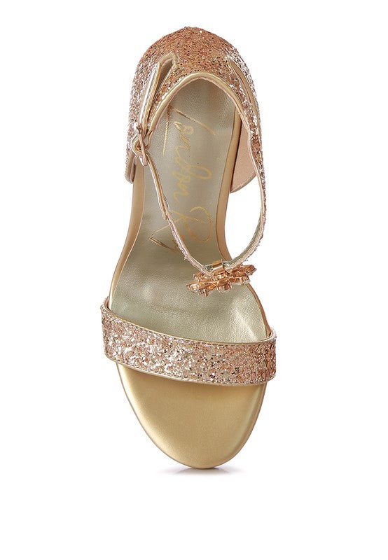 Floral Jewel Glitter Stiletto Sandals