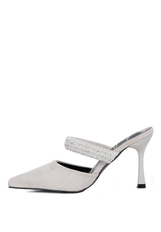 Rhinestone Embellished Velvet Sandals