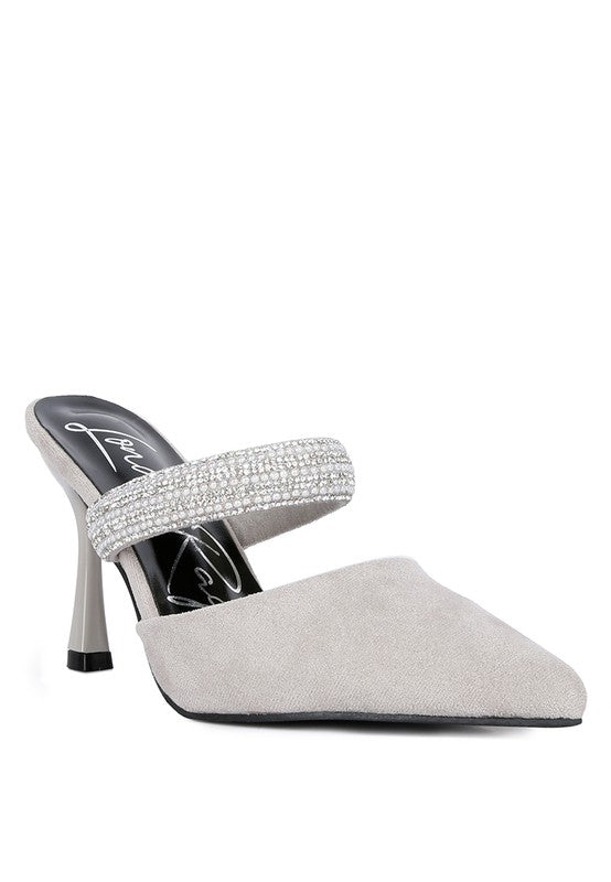 Rhinestone Embellished Velvet Sandals