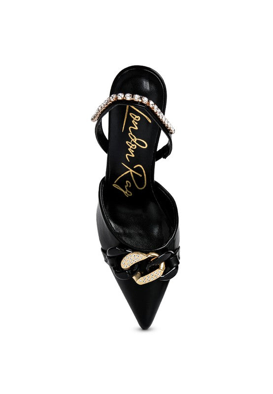 Metal Chain Embellishment Pumps