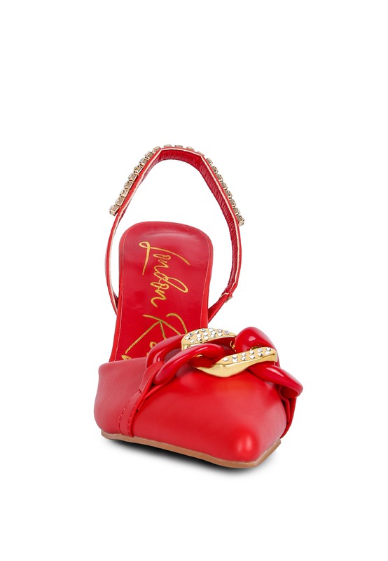 Metal Chain Embellishment Pumps