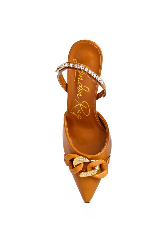 Metal Chain Embellishment Pumps