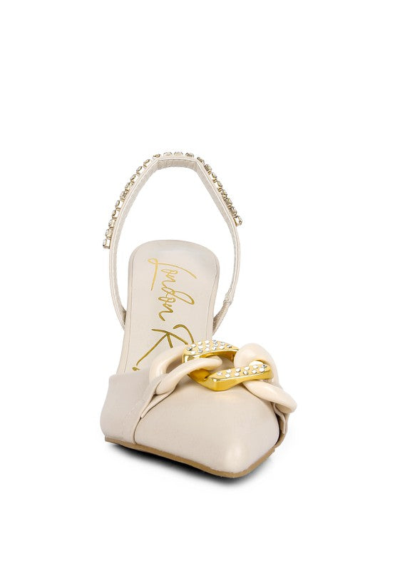 Metal Chain Embellishment Pumps