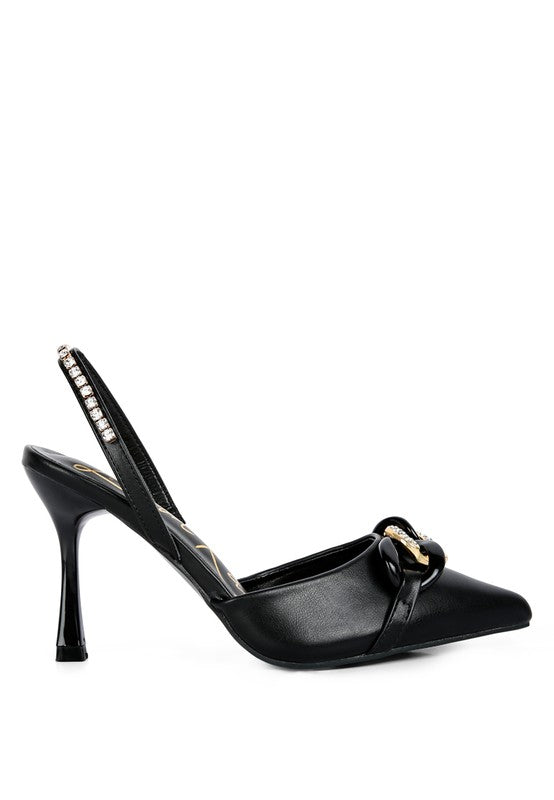 Metal Chain Embellishment Pumps