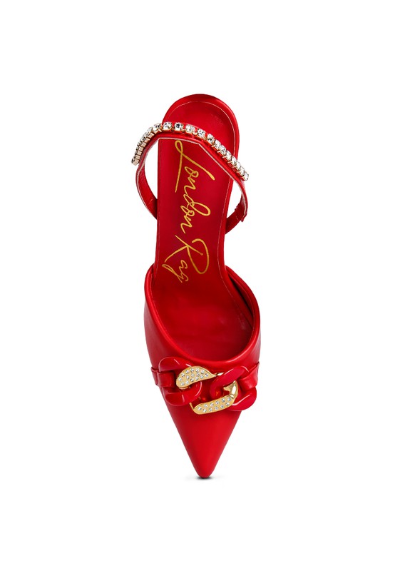 Metal Chain Embellishment Pumps