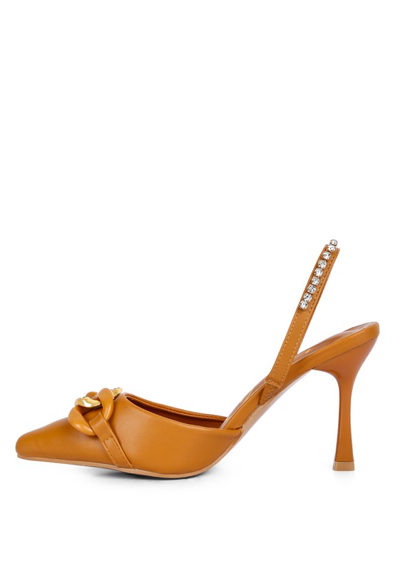 Metal Chain Embellishment Pumps
