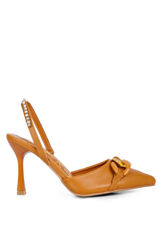 Metal Chain Embellishment Pumps