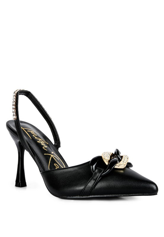 Metal Chain Embellishment Pumps