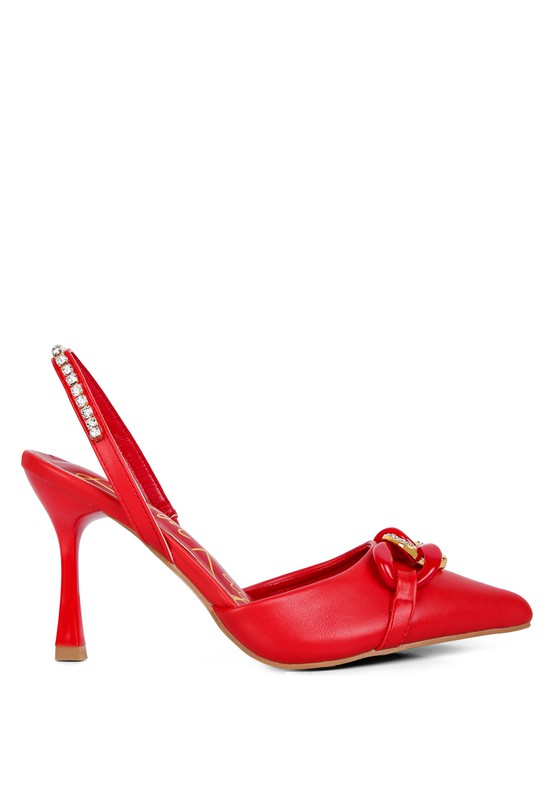 Metal Chain Embellishment Pumps