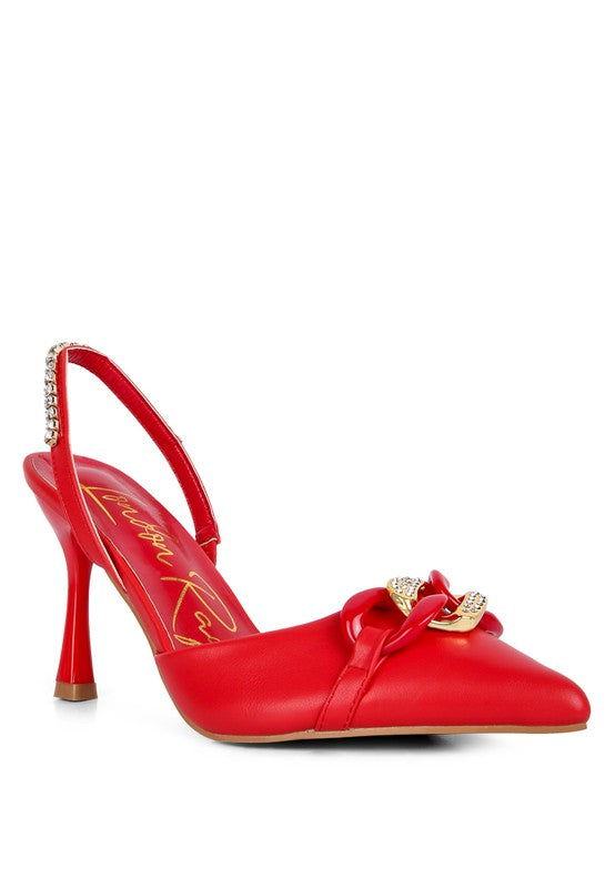 Metal Chain Embellishment Pumps