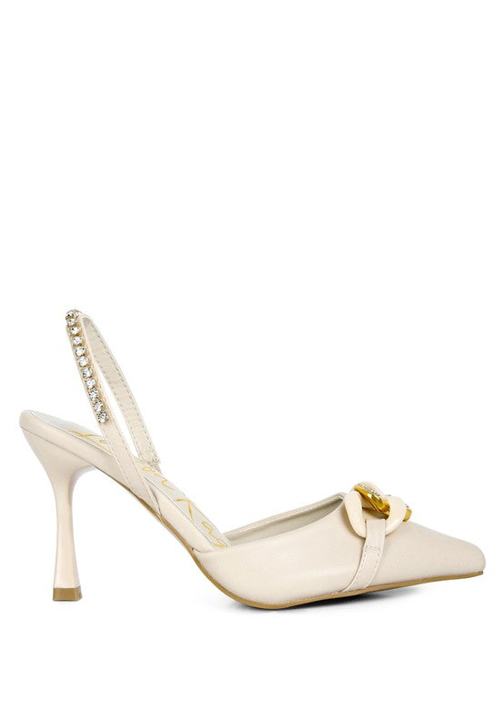 Metal Chain Embellishment Pumps