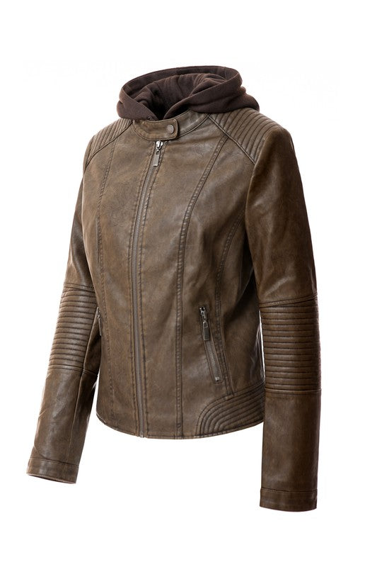 Hoodie PU Jacket