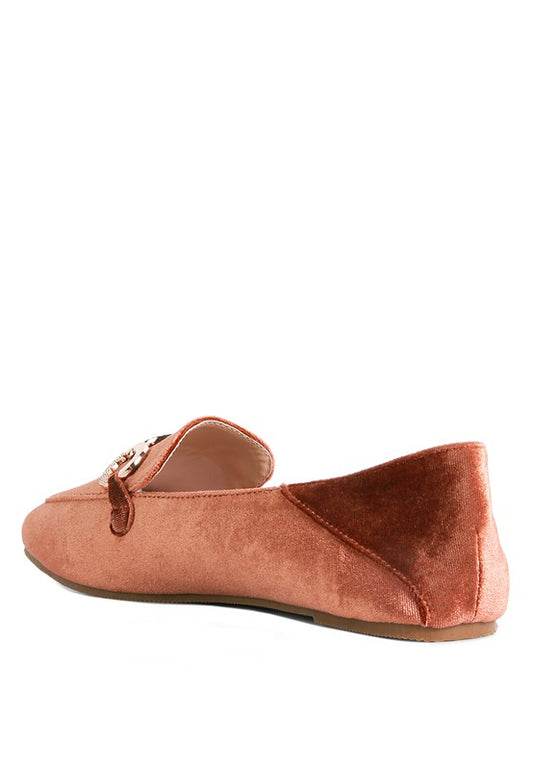 Velvet Almond Toe Buckle Flats