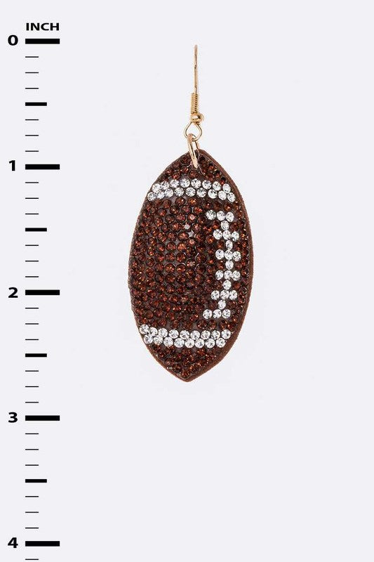 Rhinestone Football Dangle Earrings