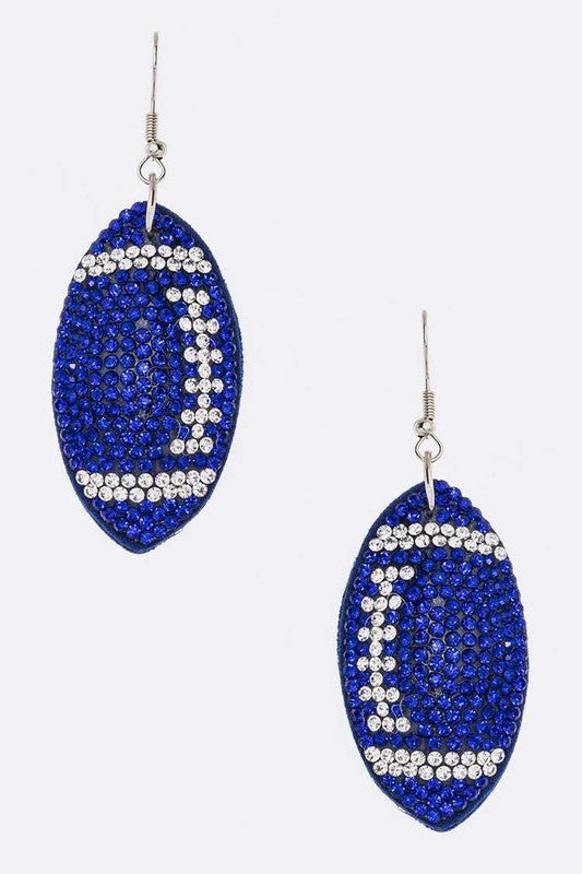 Rhinestone Football Dangle Earrings