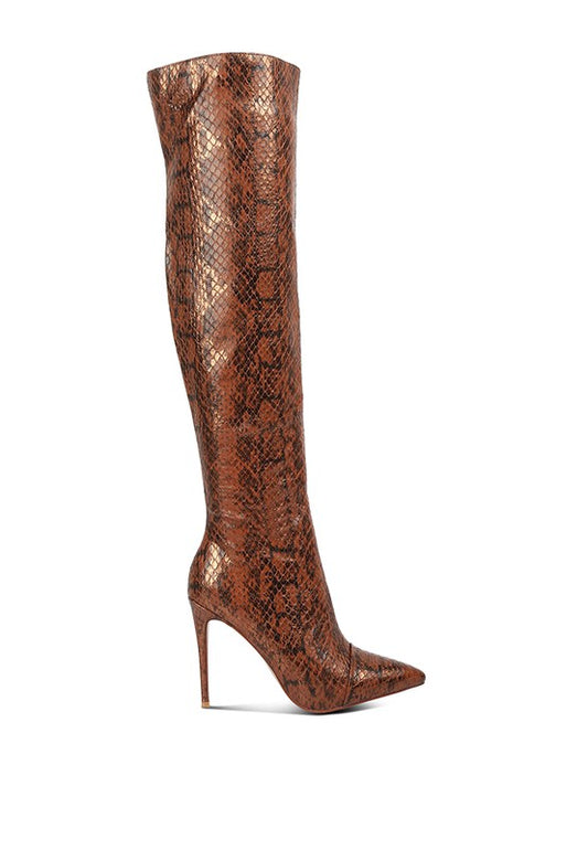 Print Knee High Boots