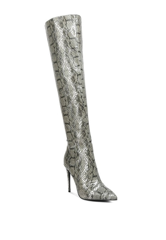Print Knee High Boots