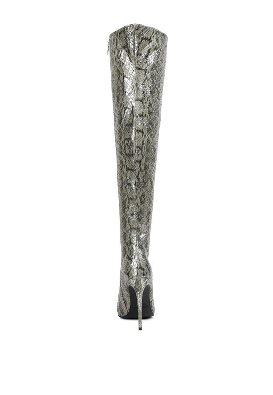Print Knee High Boots