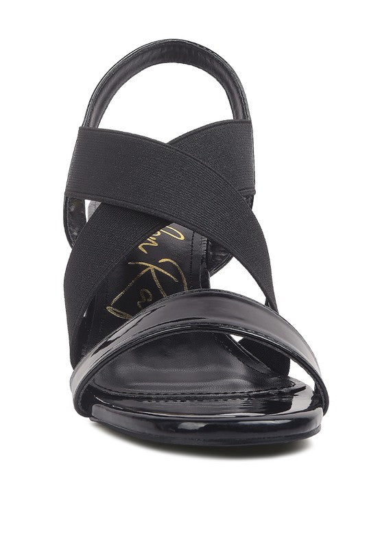 Stretch Straps Block Sandals
