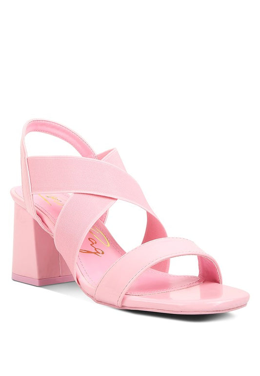 Stretch Straps Block Sandals