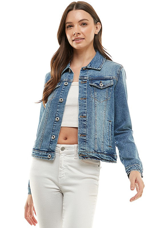 Solid Casual Denim Jacket