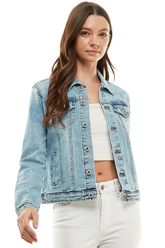 Solid Casual Denim Jacket