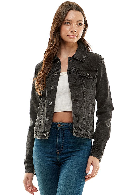 Solid Casual Denim Jacket