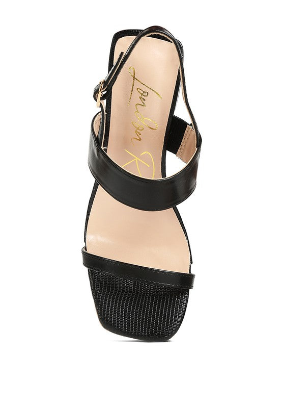 Elasticated Block Heel Sandals