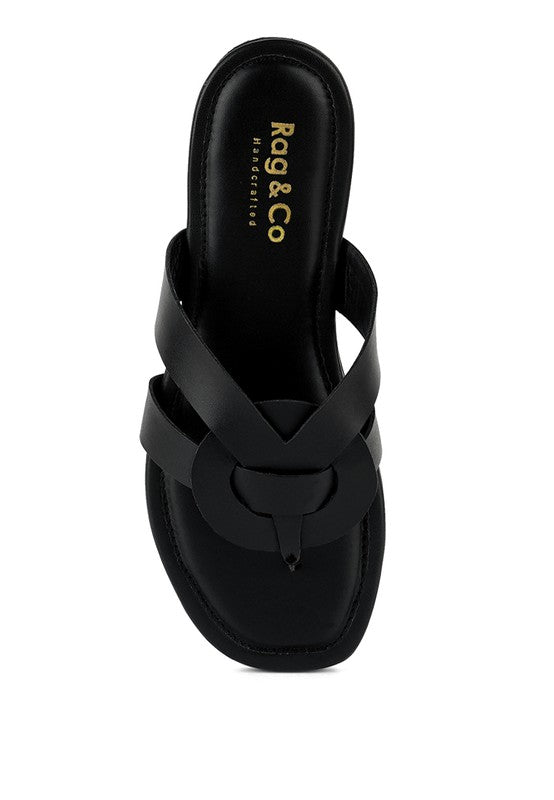 Flat Leather Thong Sandals