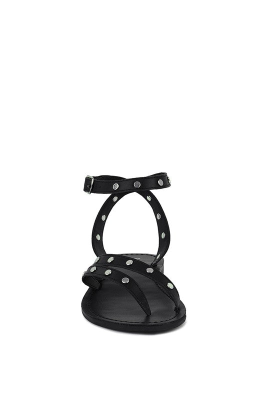Embellished Round Stud Flat Sandal