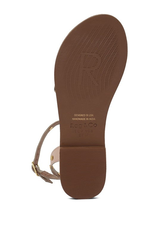 Embellished Round Stud Flat Sandal