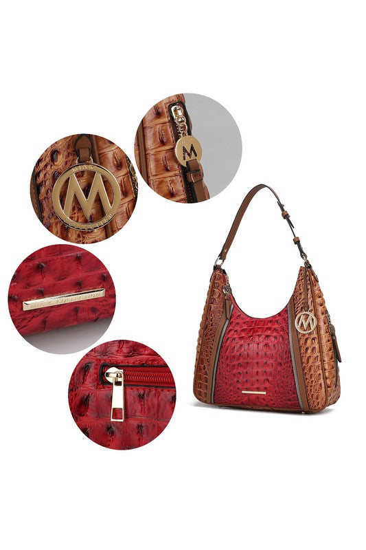 Faux Crocodile-Embossed Handbag