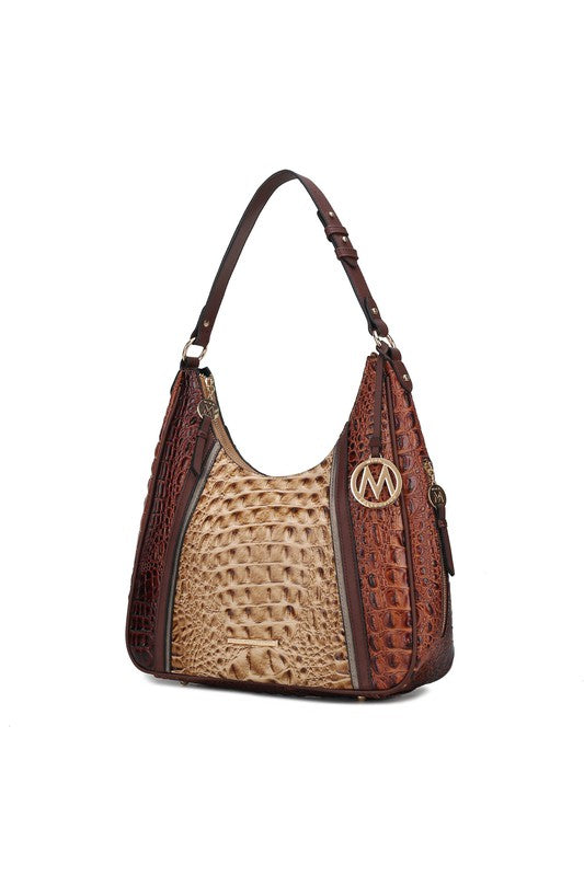 Faux Crocodile-Embossed Handbag
