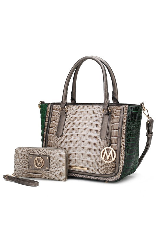 Faux Crocodile Satchel Set