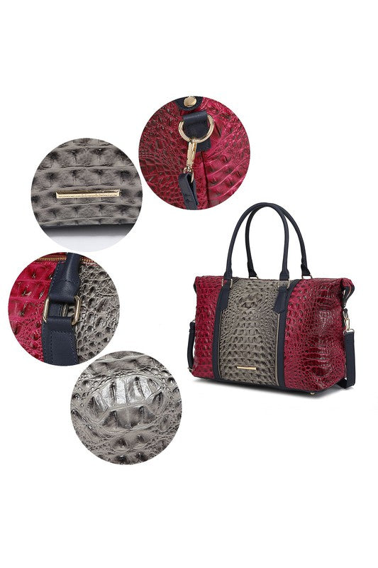 Faux Crocodile Duffle Bag