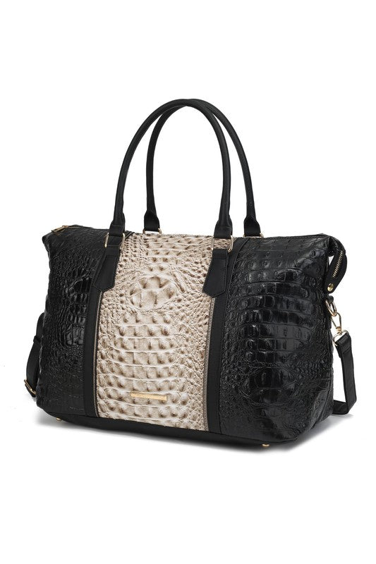 Faux Crocodile Duffle Bag