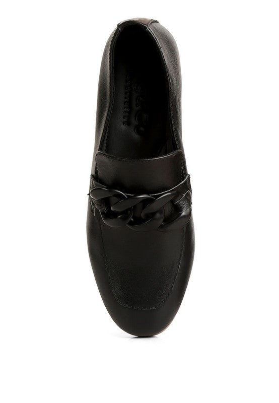 Chunky Chain Leather Loafers