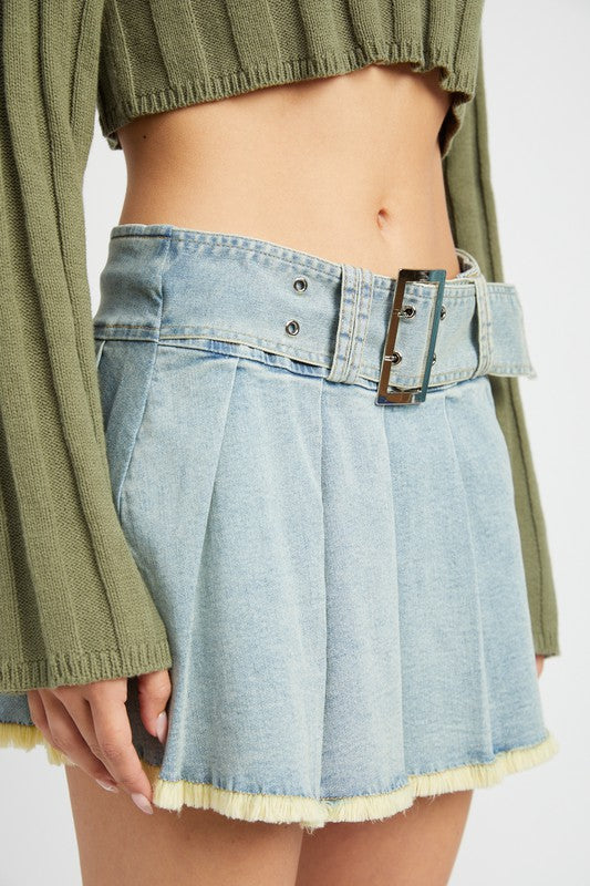 Pleated Belted Skirt