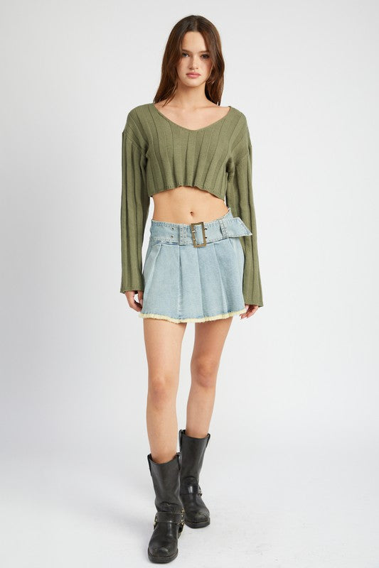 Pleated Belted Skirt
